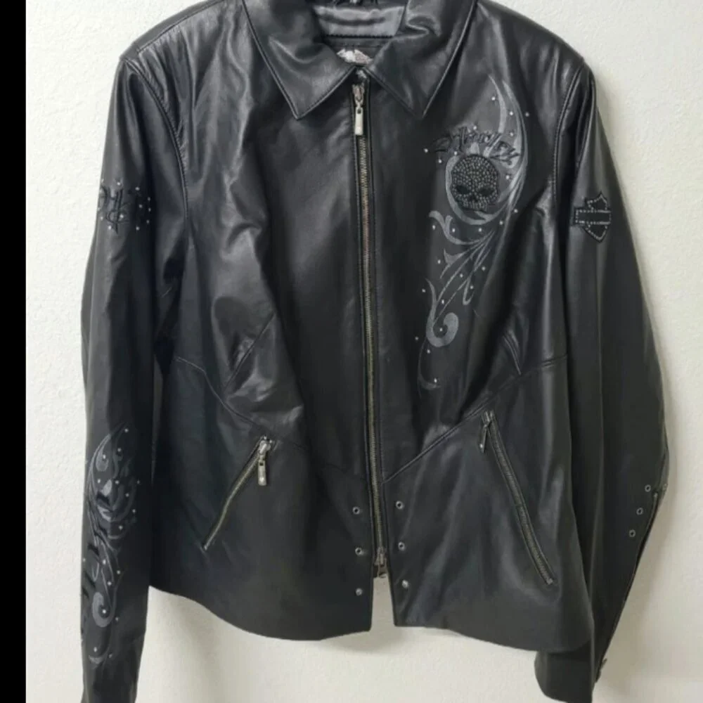 Women's Genuine Harley Davidson Wicked Willie Bling Leather Jacket 1W NWOT​​ - Picture 9 of 10